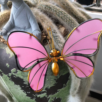 Glow in the Dark Pink Butterfly Pot Hugger - Garden Yard Planter Edge Decor