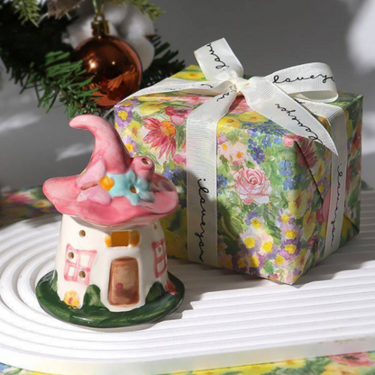 Ceramic Fairy House LED Night Light - Home Bedroom Tabletop Decor Christmas Gift