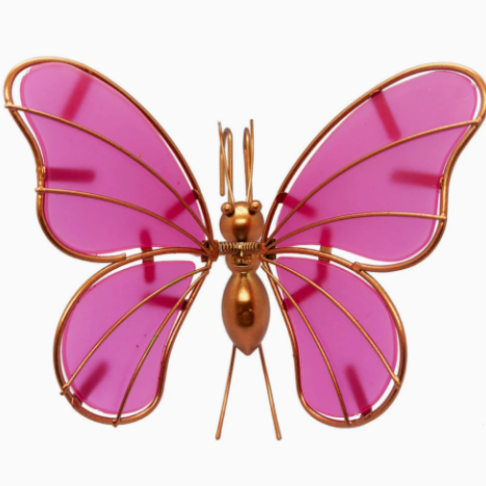 Glow in the Dark Pink Butterfly Pot Hugger - Garden Yard Planter Edge Decor