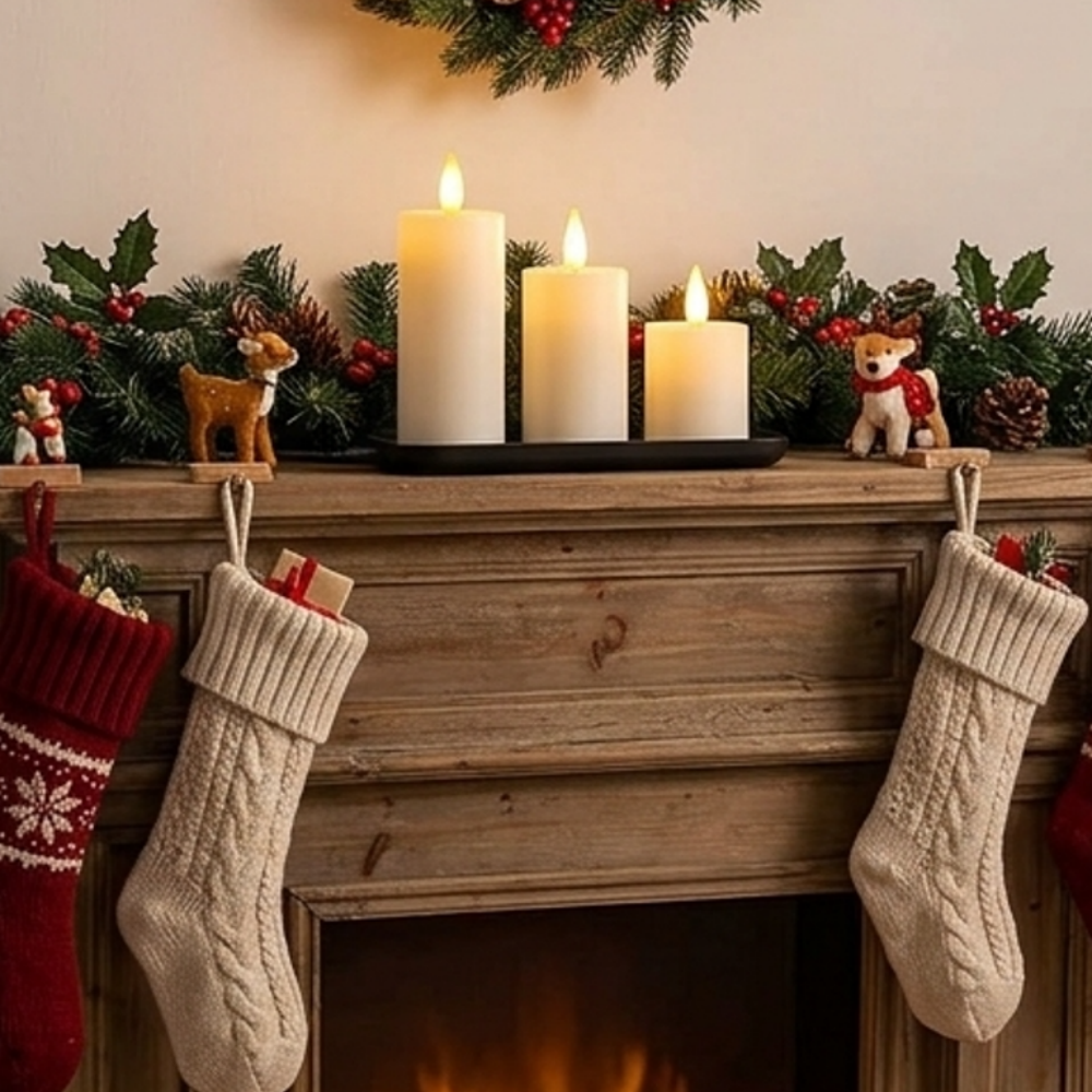 USB Rechargeable Flameless LED Candles with Remote & Charging Tray - Set of 3, Home Table Mantel Wedding Christmas Holiday Indoor Decor