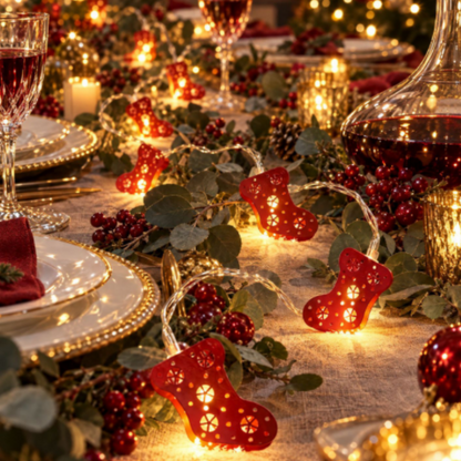 Battery Powered Christmas Stocking LED String Lights - 4.92 ft, 10 LED, Xmas Tree Mantel Home Holiday Party Decor