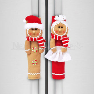 Set of 2 Christmas Gingerbread Refrigerator Door Handle Covers