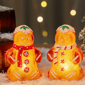 Set of 2 LED Christmas Gingerbread Ornaments