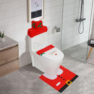 Set of 3 Christmas Santa Bathroom Toilet Decor