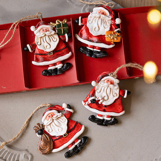 Set of 4 Christmas Santa Claus Ornaments