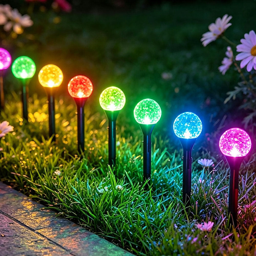 Solar Powered 20 LED Multicolor Bubble Globe Stake Lights - Waterproof Lawn Pathway Lighting-View 3-Next Deal Shop