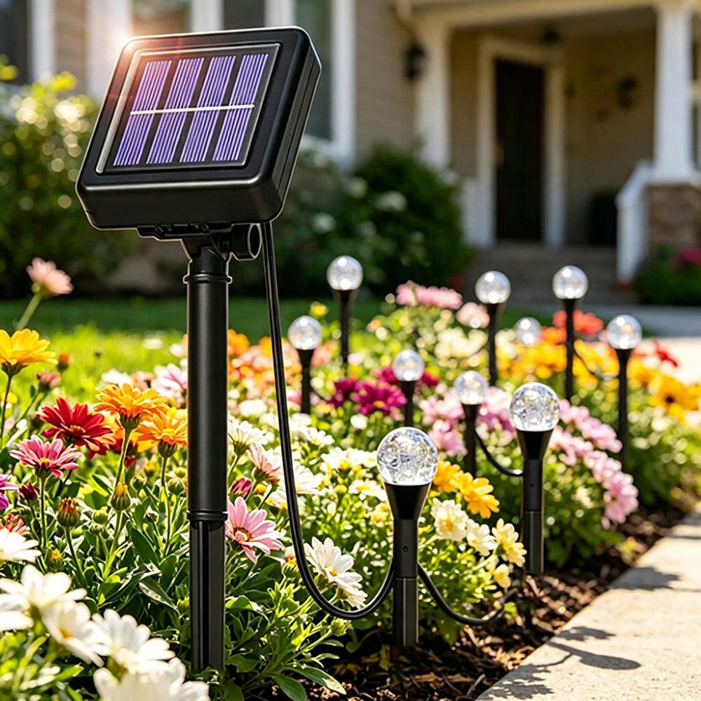 Solar Powered 20 LED Multicolor Bubble Globe Stake Lights - Waterproof Lawn Pathway Lighting-View 4-Next Deal Shop