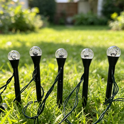 Solar Powered 20 LED Multicolor Bubble Globe Stake Lights - Waterproof Lawn Pathway Lighting