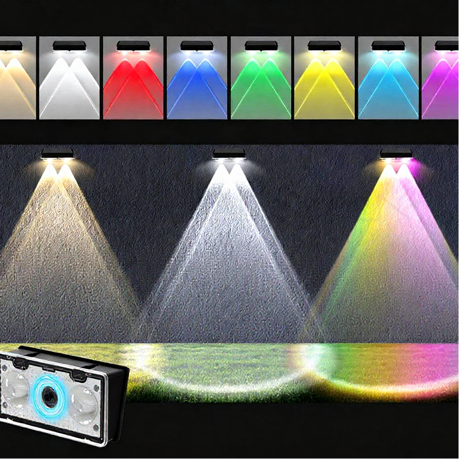 Solar Powered 9 Mode Dual Lens LED Fence Light  -  2 Pack, Waterproof Deck & Fence Lighting