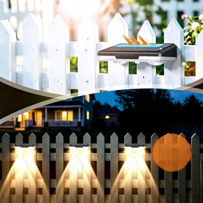Solar Powered 9 Mode Dual Lens LED Fence Light  -  2 Pack, Waterproof Deck & Fence Lighting