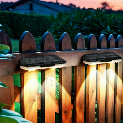 Solar Powered 9 Mode Dual Lens LED Fence Light  -  2 Pack, Waterproof Deck & Fence Lighting