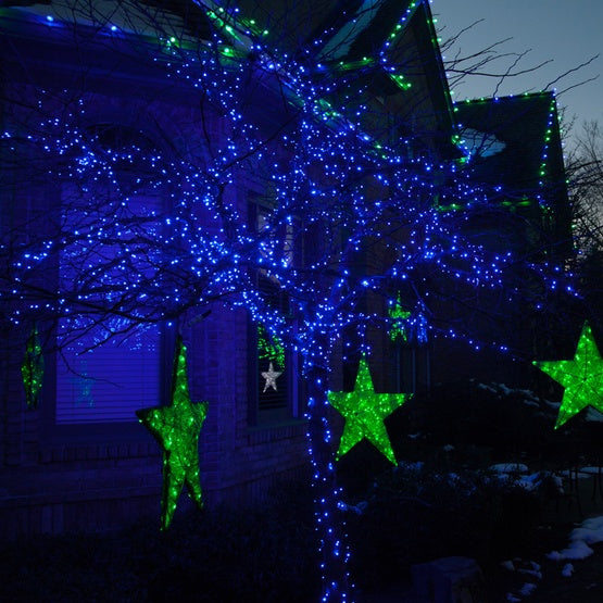 Solar Powered Blue Fairy LED String Lights - 100 LED, Weatherproof Outdoor Holiday Garden Party Decor Lighting