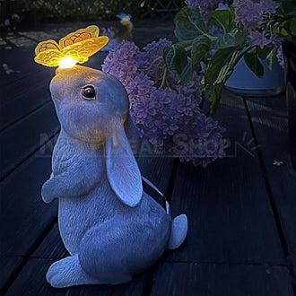Solar Powered Bunny & Butterfly Statue