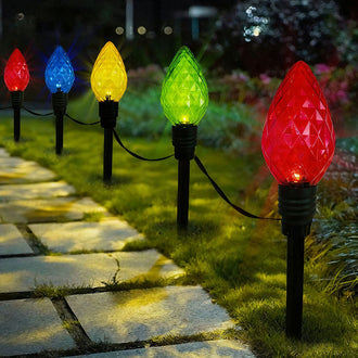 Solar Powered Christmas Bulb Garden Stake Lights