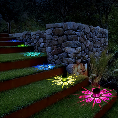 Solar Powered Color Changing Flower LED Wall Light - Weatherproof Outdoor Patio Exterior Lighting