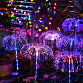 Solar Powered Color‑Changing LED Jellyfish Stake Lights ‑ Weatherproof Flower Bed & Yard Accent Lighting