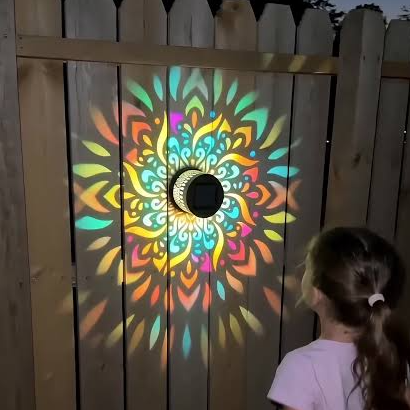 Solar Powered Color-Changing Mandala Pattern Wall Light - Waterproof Patio Fence Lighting