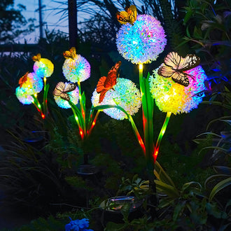 Solar Powered Dandelion Butterfly Garden Pathway Lawn Stake Light