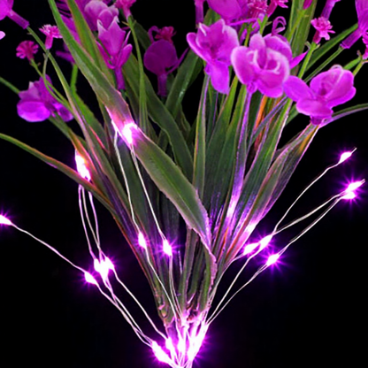 Solar Powered Decorative Purple LED Flower Stake Lights - Waterproof Outdoor Lawn Patio Garden Lighting