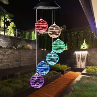 Solar Powered Disco Ball Wind Chime Light
