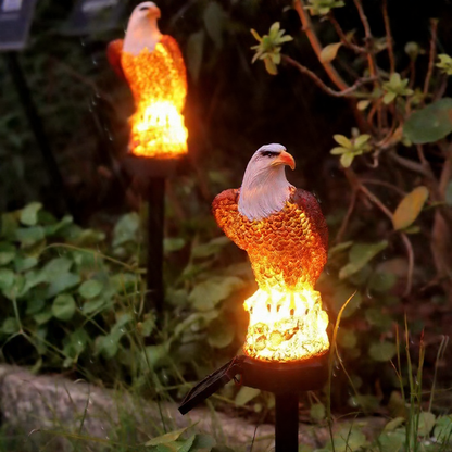 Solar Powered Eagle Warm White LED Garden Stake Light - Weatherproof Outdoor Lawn Pathway Garden Lighting