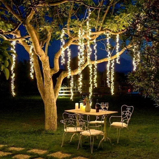 Solar Powered Festive Firecracker LED String Lights - Weatherproof Outdoor Holiday Home Garden Party Decor Lighting