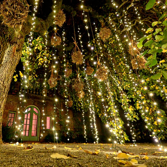 Solar Powered Festive Firecracker LED String Lights - Weatherproof Outdoor Holiday Home Garden Party Decor Lighting