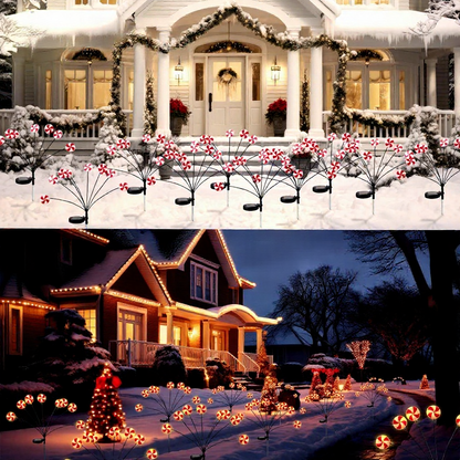 Solar Powered Festive Lollipop Warm White LED Stake Light - Weatherproof Outdoor Lawn Pathway Holiday Garden Lighting