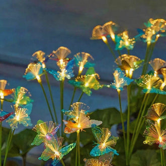 Solar Powered Fiber‑Optic Warm White LED Butterfly Stake Lights - Waterproof Outdoor Lawn Patio Garden Lighting