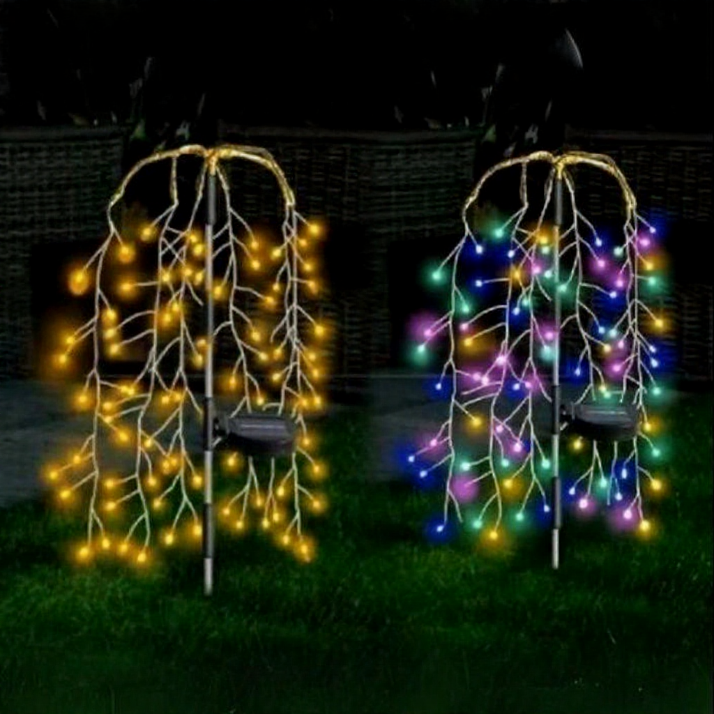 Solar Powered Firecracker LED Stake Lights - Weatherproof Outdoor Lawn Pathway Garden Lighting