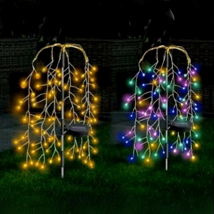 Solar Powered Firecracker LED Stake Lights - Weatherproof Outdoor Lawn Pathway Garden Lighting