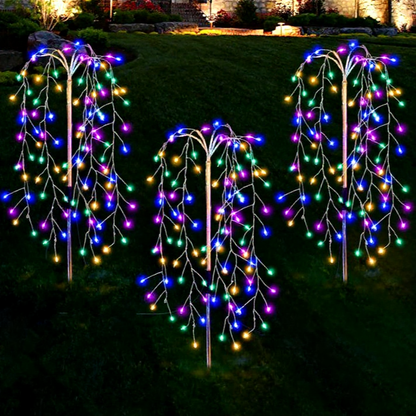 Solar Powered Firecracker LED Stake Lights - Weatherproof Outdoor Lawn Pathway Garden Lighting