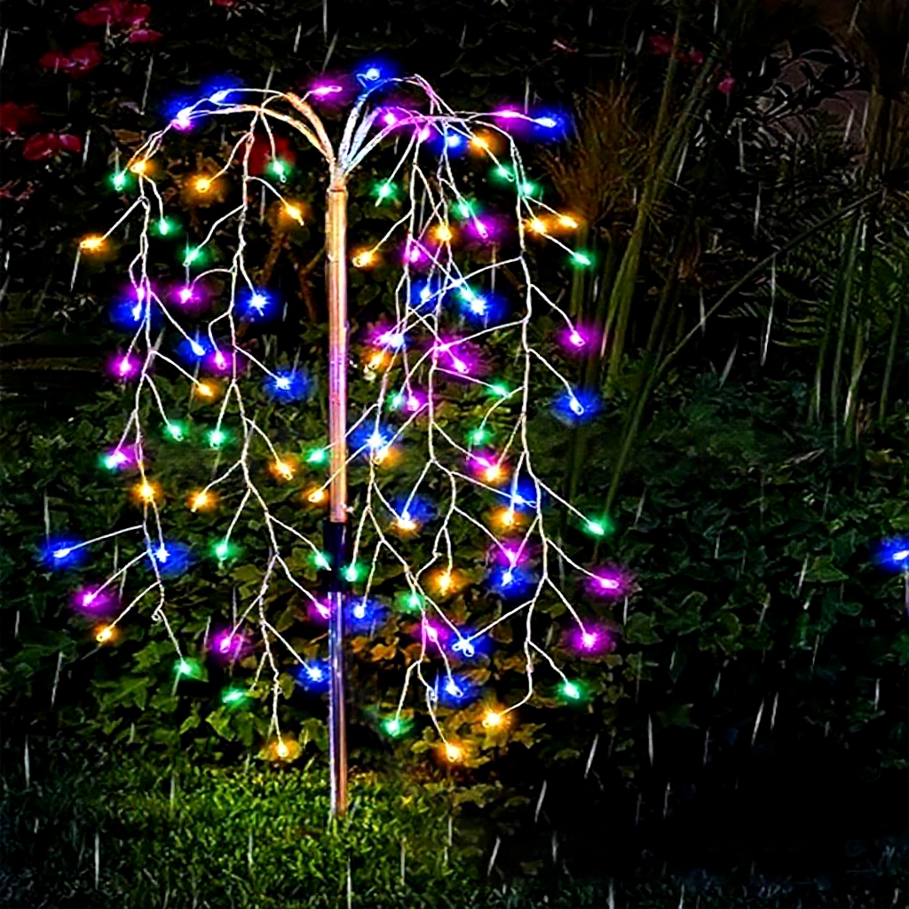 Solar Powered Firecracker LED Stake Lights - Weatherproof Outdoor Lawn Pathway Garden Lighting