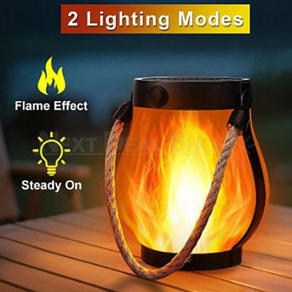 Solar Powered Flickering Flame Effect LED Lantern  -  Waterproof Porch & Yard Lighting