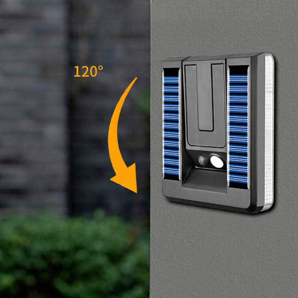 Solar Powered Foldable Motion Sensor LED Wall Light - Weatherproof Outdoor Patio Exterior Lighting