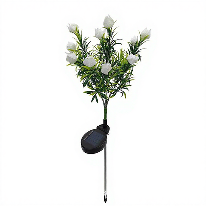 Solar Powered Gardenia Warm White LED Stake Light - Waterproof Outdoor Lawn Patio Garden Lighting