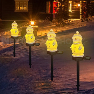 Solar Powered Glowing Snowman Garden Stake
