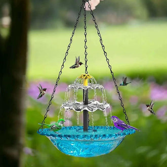 Solar Powered Hanging Cascade Bird Bath Fountain