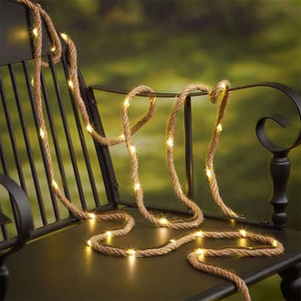 Solar Powered Hemp Rope String Lights