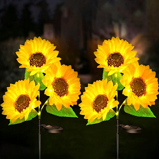 Solar Powered High-Efficiency Warm White LED Sunflower Stake Lights - Waterproof Flower Bed Pathway Lighting-1 pc-View 1-Next Deal Shop