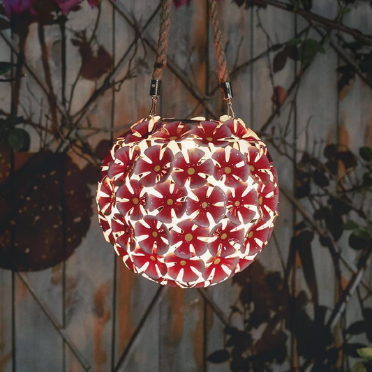 Solar Powered Iron Flower Ball Light - Weatherproof Yard Garden Patio Decor Lighting