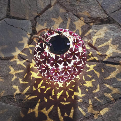 Solar Powered Iron Flower Ball Light - Weatherproof Yard Garden Patio Decor Lighting