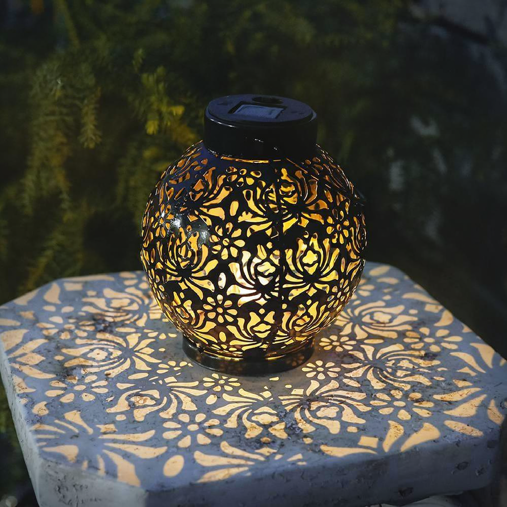 Solar Powered Iron Garden Lantern - Weatherproof Yard Garden Patio Backyard Outdoor Hanging Decor Lighting