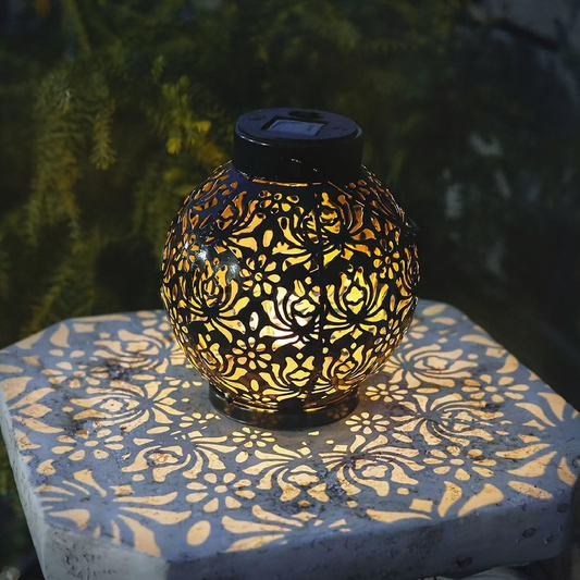 Solar Powered Iron Garden Lantern - Weatherproof Yard Garden Patio Backyard Outdoor Hanging Decor Lighting