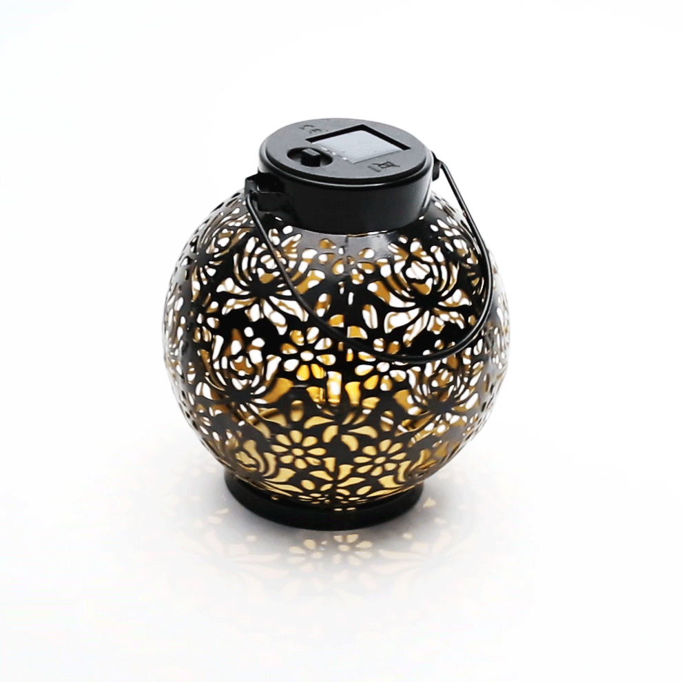 Solar-Powered Iron Lantern-View 4-Next Deal Shop
