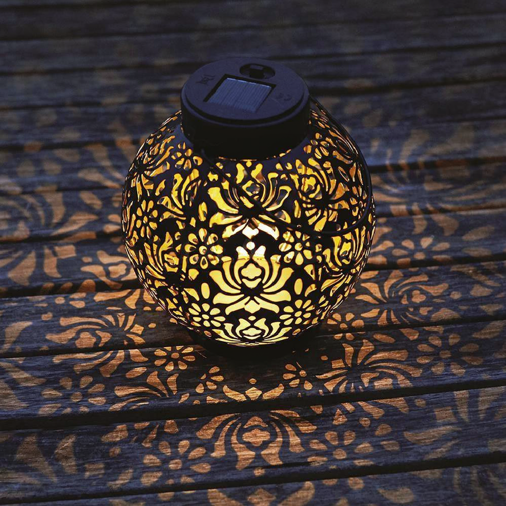 Solar Powered Iron Garden Lantern - Weatherproof Yard Garden Patio Backyard Outdoor Hanging Decor Lighting
