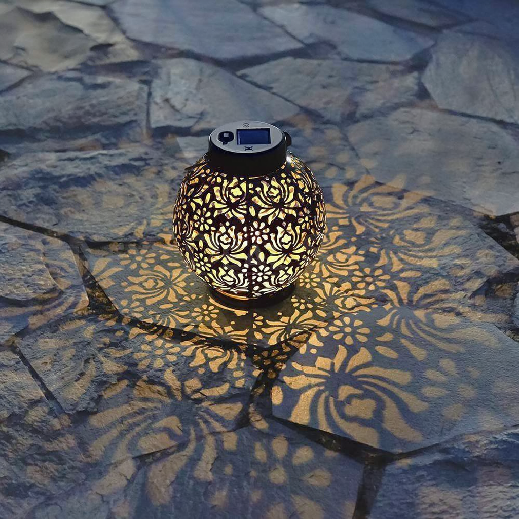 Solar Powered Iron Garden Lantern - Weatherproof Yard Garden Patio Backyard Outdoor Hanging Decor Lighting