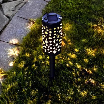 Solar Powered Iron Starry Warm White LED Stake Light - Weatherproof Outdoor Lawn Pathway Garden Lighting