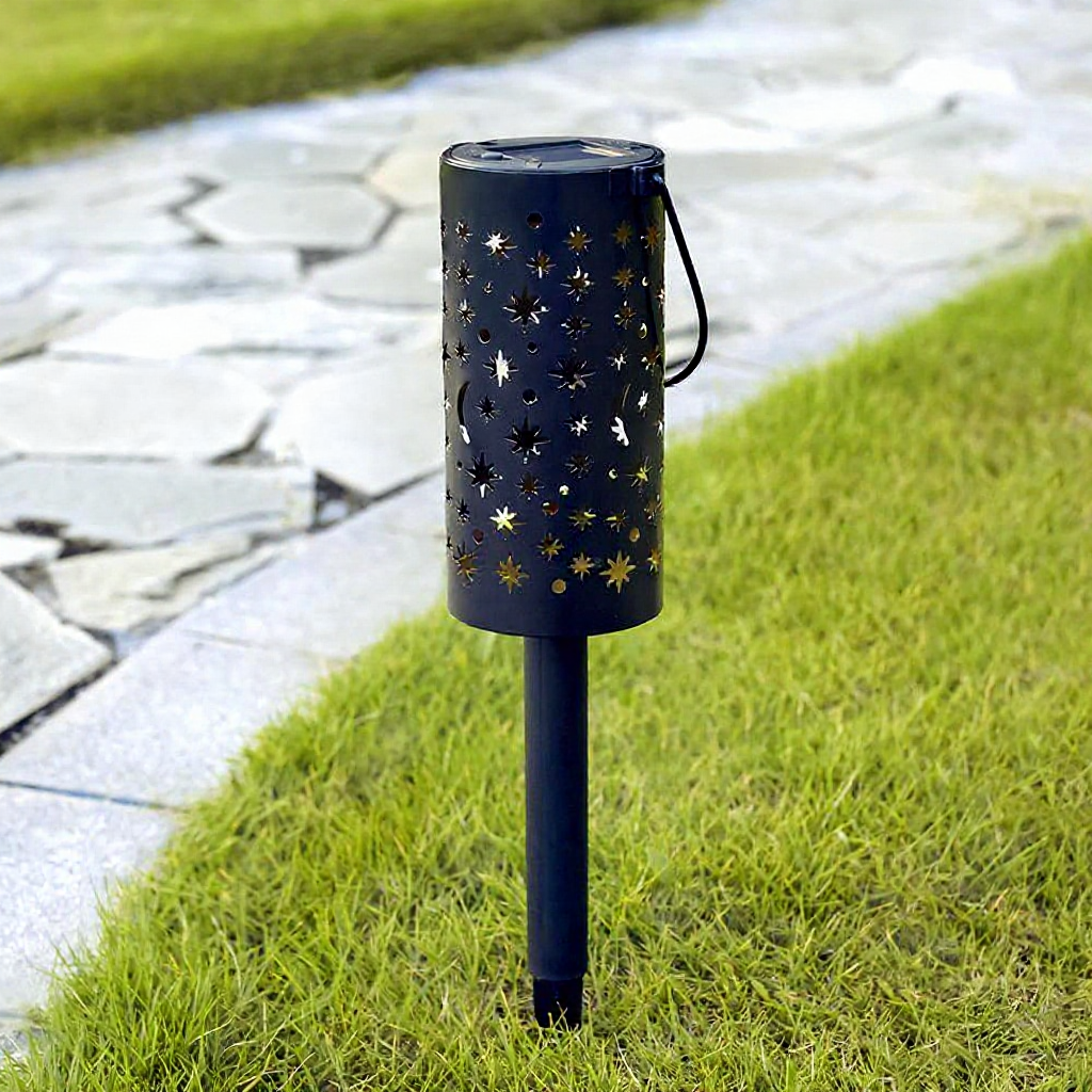 Solar Powered Iron Starry Warm White LED Stake Light - Weatherproof Outdoor Lawn Pathway Garden Lighting