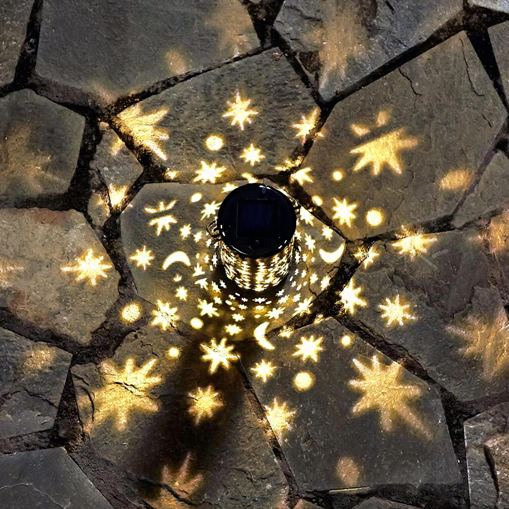 Solar Powered Iron Starry Warm White LED Stake Light - Weatherproof Outdoor Lawn Pathway Garden Lighting
